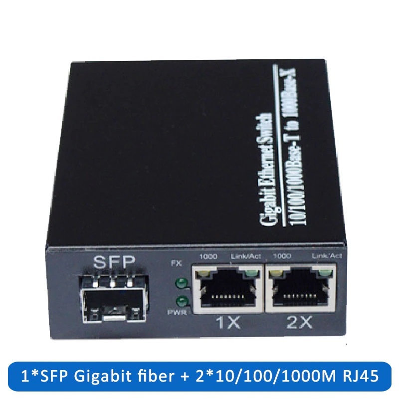 Медия Конвертор с 1 SFP и 2 RJ45, 10/100/1000 Mbps Медия Конвертор с 1 SFP и 2 RJ45, 10/100/1000 Mbps